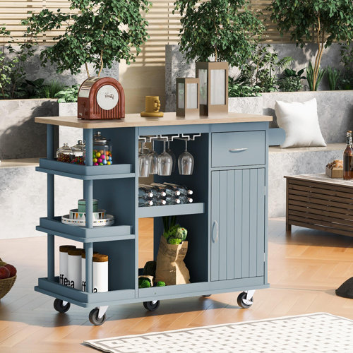 Winston Porter Mariany Solid Wood Kitchen Cart Wayfair